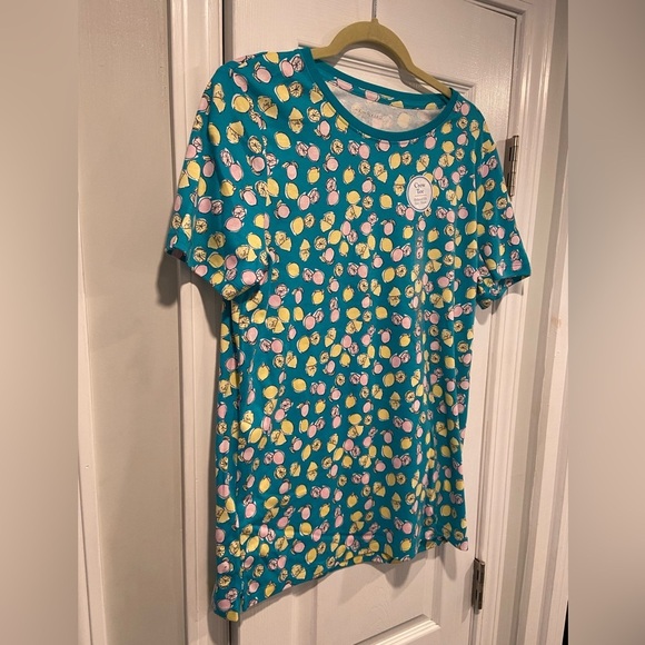 NWT Kim Rogers Size S Turquoise Pink Lemon Crew Neck Short Sleeve Tee Shirt - Picture 5 of 10